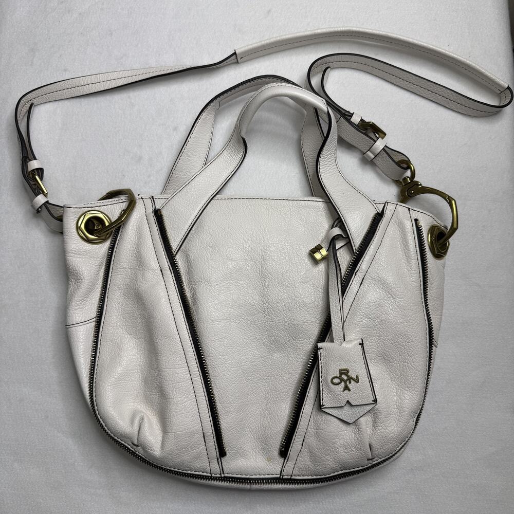 OrYANY Satchel Bag Womens Medium White Leather Crossbody Shoulder Zip Purse